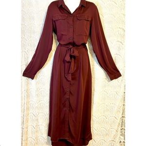 NWT Side Stitch Los Angeles, Burgundy, Button Down Shirt Dress- XS